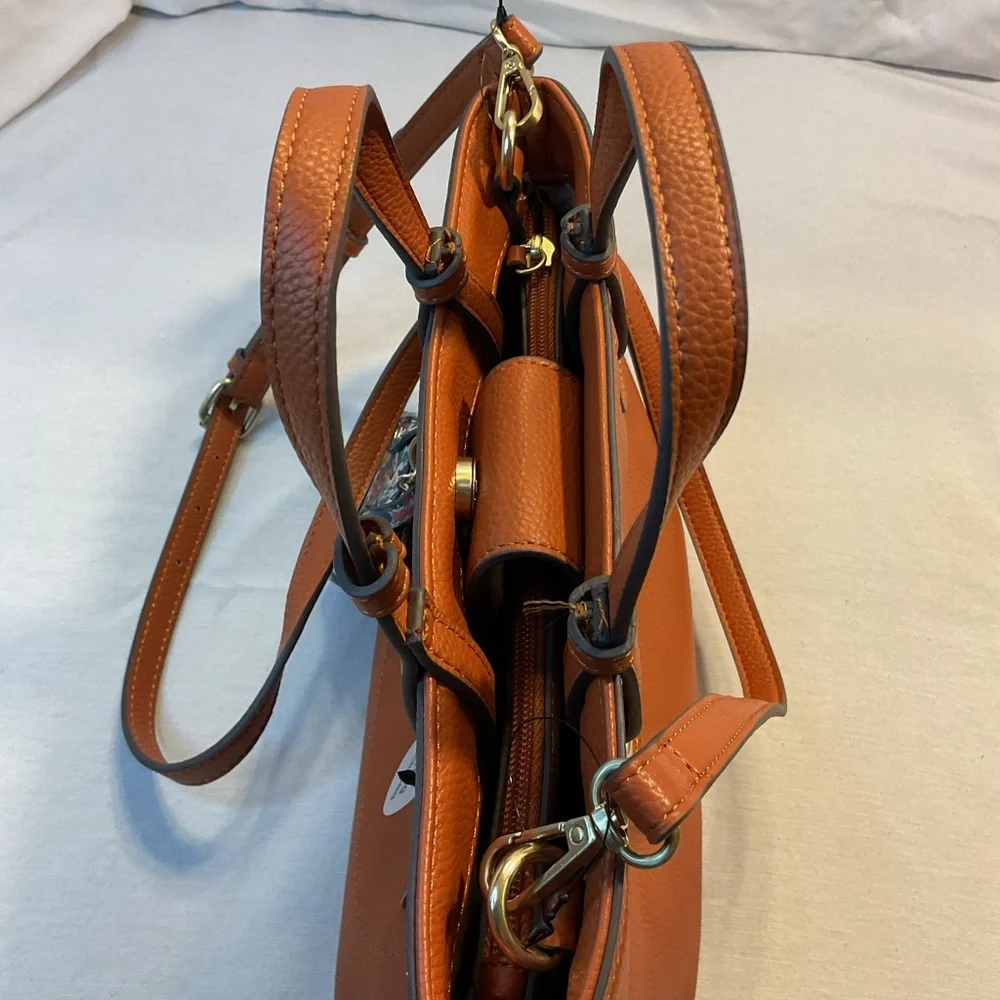 Nanette Leport NWT Light Brown Leather Purse, Shoulder Strap, Small Bag Keychain